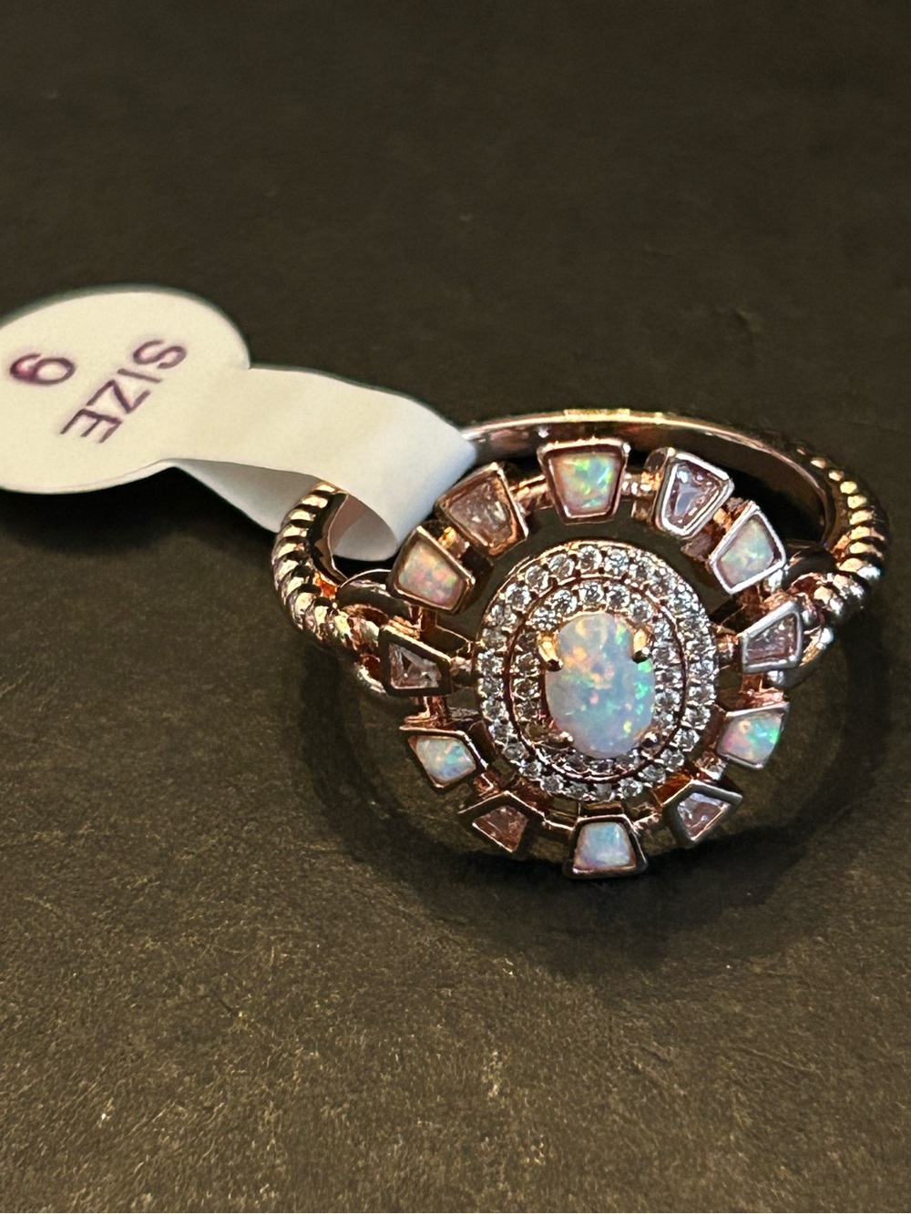 BP ‘The Secret Shine’ Opal Halo Ring in Rose Gold Tone with Rope Design Size9 - Picture 5 of 12